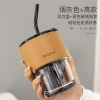 Cốc giữ nhiệt thủy tinh sang chảnh kèm bao da và ống hút - Ly cafe chịu nhiệt, phong cách 8