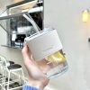 Cốc giữ nhiệt thủy tinh sang chảnh kèm bao da và ống hút - Ly cafe chịu nhiệt, phong cách 10