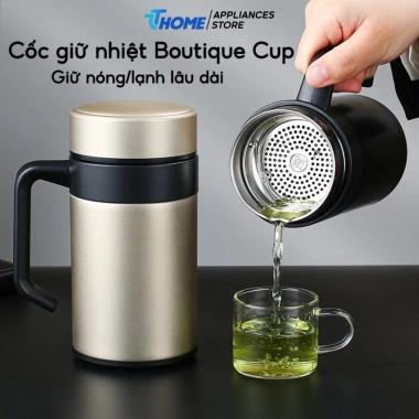 Cốc giữ nhiệt vacuum 400ml inox cao cấp không gỉ TT-HOME - Đảm bảo giữ ấm lâu, sang trọng