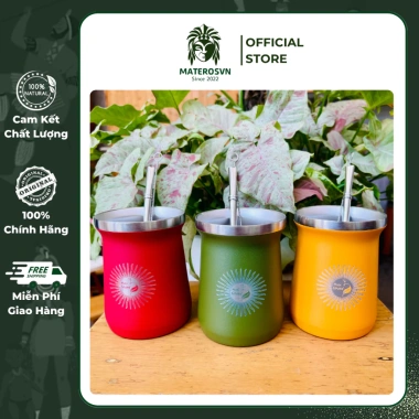 Cốc Gourd Inox Giữ Nhiệt - Pha Trà Mate, Kèm Bombilla và Cây Vệ Sinh, 155.000đ
