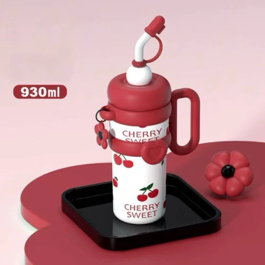 Cốc Happy Cách Nhiệt Thép Không Gỉ 316 930ml - Tặng Charm Hoa, Nút Bịt Ống Hút - Giá chỉ 208.000, free ship