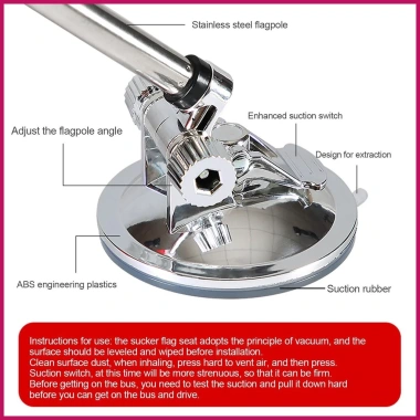 Cốc Hút Cờ Xe RV - Cột Cờ Gắn Chân Đế, Hiển Thị Giá Đỡ Cực, Giá Ưu Đãi 162.800₫