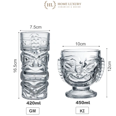 Cốc Ly Thuỷ Tinh Vân Dập Nổi GM KI Phong Cách Hawaii – LY DECOR Cocktail 2.024 Giá 60k