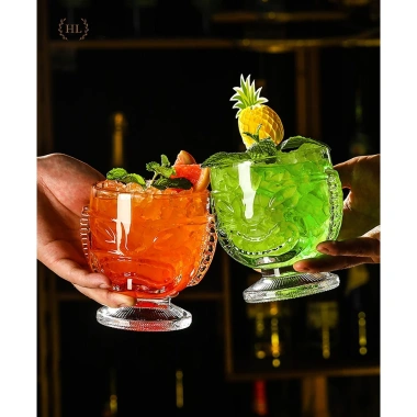 Cốc Ly Thuỷ Tinh Vân Dập Nổi GM KI Phong Cách Hawaii – LY DECOR Cocktail 2.024 Giá 60k