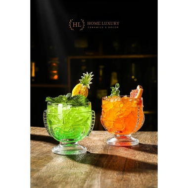 Cốc Ly Thuỷ Tinh Vân Dập Nổi GM KI Phong Cách Hawaii – LY DECOR Cocktail 2.024 Giá 60k