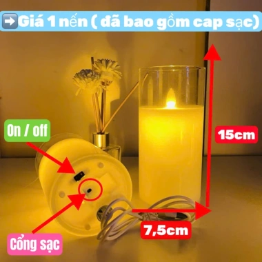 Cốc nến thủy tinh điện tử đèn cầy sạc ly trang trí nhà hàng quán cafe - 160.000 VND