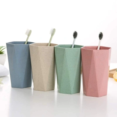 Cốc Nhựa Lúa Mạch Hình Lục Giác Đánh Răng, Uống Nước, Đựng Bàn Chải – Tiện Dụng Nhà Tắm và Du Lịch, 8.454đ