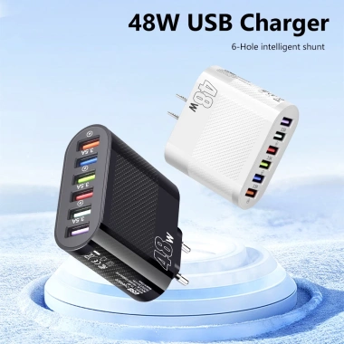Cốc sạc nhanh QC 3.0 48W 6 cổng USB gắn tường - Siêu tốc, giá chỉ 99.237 VND