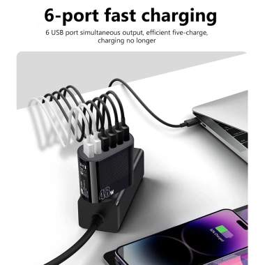 Cốc sạc nhanh QC 3.0 48W 6 cổng USB gắn tường - Siêu tốc, giá chỉ 99.237 VND