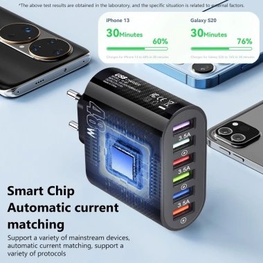 Cốc sạc nhanh QC 3.0 48W 6 cổng USB gắn tường - Siêu tốc, giá chỉ 99.237 VND 6 Cốc sạc nhanh QC 3.0 48W 6 cổng USB gắn tường - Siêu tốc, giá chỉ 99.237 VND 6