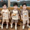 Cộc tay bé trai Cotton mềm mát Tone Nâu Kem, họa tiết Chó Puppy Siêu Cưng Size 7-25kg Giá 165k
