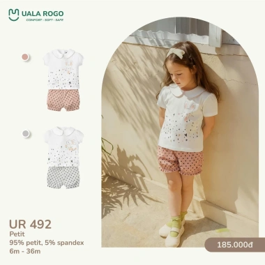 Cộc tay hoạ tiết đáng yêu cho bé trai và bé gái 6,5-16kg UalaRogo UR series giá ưu đãi 155k
