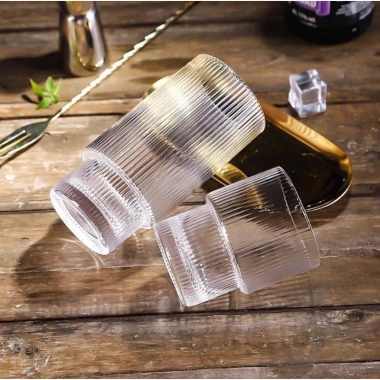 Cốc thủy tinh 2 tầng sọc Ngấn – Uống sinh tố, cafe xinh, decor bàn tiệc – Chỉ 17.000 VND