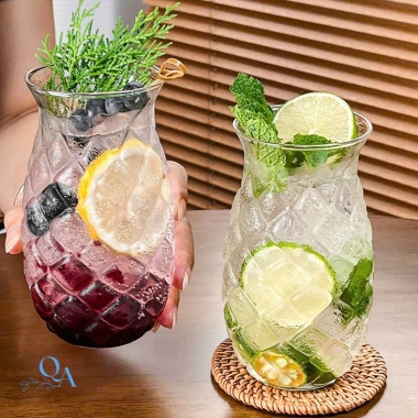 Cốc Thủy Tinh 480ml Họa Tiết Quả Dứa Dễ Thương, Chịu Nhiệt, Ly Uống Sinh Tố & Nước Ép – Giá 33.900đ