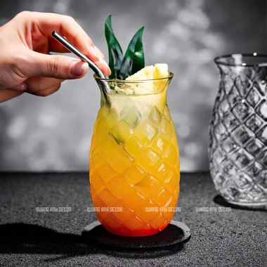 Cốc Thủy Tinh 480ml Họa Tiết Quả Dứa Dễ Thương, Chịu Nhiệt, Ly Uống Sinh Tố & Nước Ép – Giá 33.900đ