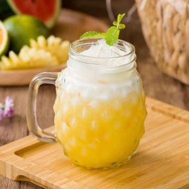Cốc thủy tinh 500ml quai hình quả dứa dày dặn, kèm nắp nhôm - Thiết kế độc đáo, giá ưu đãi 19.500đ