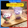 Cốc thủy tinh cao cấp 2 lớp họa tiết hoa khô dung tích 250-350ml giảm giá 54.000 VND