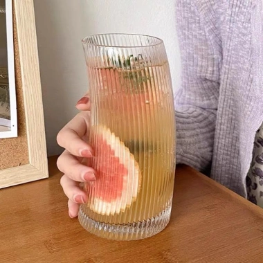 Cốc thủy tinh sọc dáng cong - Phù hợp decor quán cà phê, nhà hàng, giá ưu đãi 34.000đ - Hồng Lộc Store 2