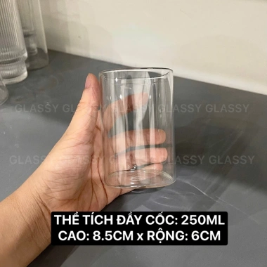 Cốc thủy tinh vuông trơn mỏng chịu nhiệt 250ml‑520ml – Giá giảm còn 27.000₫