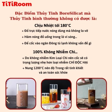 Cốc thủy tinh vuông trong suốt chịu nhiệt cao, thích hợp cho cà phê & sinh tố 5