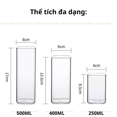 Cốc thủy tinh vuông trong suốt chịu nhiệt cao, thích hợp cho cà phê & sinh tố 6