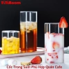 Cốc thủy tinh vuông trong suốt chịu nhiệt cao, thích hợp cho cà phê & sinh tố 8