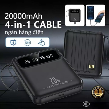 COD DX299 Pin dự phòng 20.000mAh 23W, sạc nhanh, LED hiển thị, 4 dây đa điện thoại - 26.000₫ 2