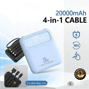 COD DX299 Pin dự phòng 20.000mAh 23W, sạc nhanh, LED hiển thị, 4 dây đa điện thoại - 26.000₫ 5