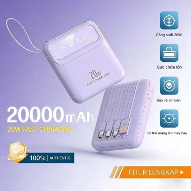 COD DX299 Pin dự phòng 20.000mAh 23W, sạc nhanh, LED hiển thị, 4 dây đa điện thoại - 26.000₫ 6