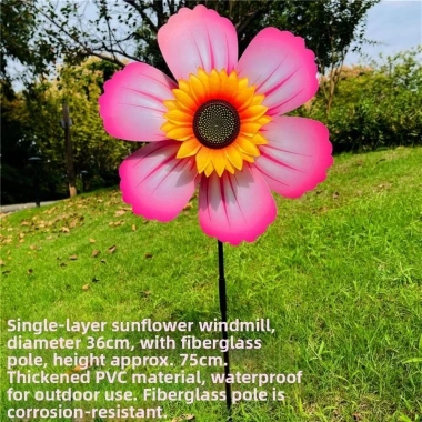 Cối Xay Gió Hướng Dương CORSAKI - Pinwheel PVC 36cm, Cọc Đứng Bãi Cỏ, Trang Trí Tiệc Ngoài Trời, Giá 70.400₫