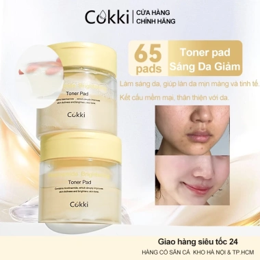 Cokki Toner Pad 65 miếng Niacinamide - Da đều màu, sáng mịn, an toàn cho mọi loại da - Giá 145.000đ
