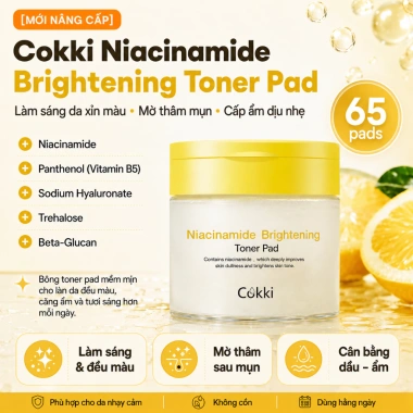 Cokki Toner Pad 65 miếng Niacinamide - Da đều màu, sáng mịn, an toàn cho mọi loại da - Giá 145.000đ