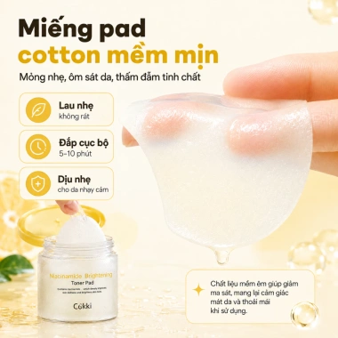 Cokki Toner Pad 65 miếng Niacinamide - Da đều màu, sáng mịn, an toàn cho mọi loại da - Giá 145.000đ