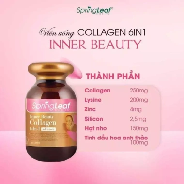 Collagen 6in1 SpringLeaf Úc nhập khẩu - Chống lão hóa, sáng da, mờ thâm - 539k