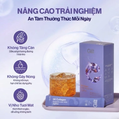 Collagen GILAA 5K Booster Saffron 15 gói - Trẻ hoá trắng, da khỏe, giảm giá 750k