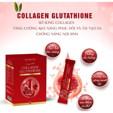 Collagen Glutathione Lựu Đỏ - Thực phẩm bổ sung da trẻ, tăng sức đề kháng, hộp 20 gói 20ml, giá chỉ 385.000₫ 2