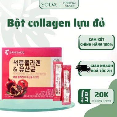 Collagen Lựu Đỏ Hàn Quốc 30 Gói - Da Đẹp, Mờ Nám, Tăng Đàn Hồi, Săn Chắc 45k