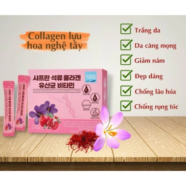 Collagen Lựu Đỏ Nhuỵ Hoa Nghệ Tây Saffron Hàn Quốc - Dưỡng da trẻ trung, giảm nếp nhăn, giá ưu đãi 55.000₫