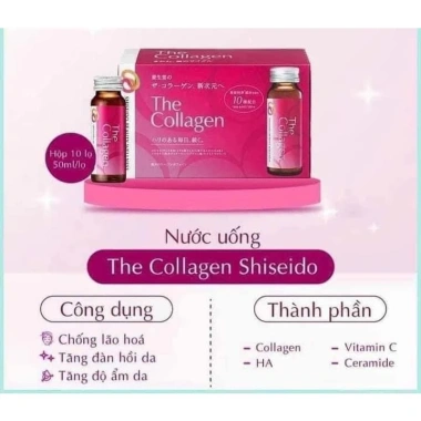 Collagen Shiseido Nhật Bản 2.021 - Hộp 10 chai 50ml, giảm 490k, da mịn, tăng collagen