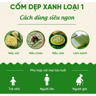 Cốm Xanh Dẹp 500g Đặc Sản To Dày Không Bảo Quản - Nấu Chè, Làm Chả Giá 27.999 VND