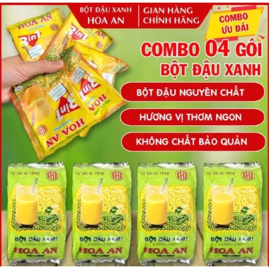 Combo 04 Gói Bột Đậu Xanh Hoa An 500gr - Giá 162.180₫, Tiết Kiệm và Dinh Dưỡng