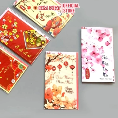 Combo 05 Thiệp Dài Chúc Mừng Năm Mới Tết 2.026 Phong Bì Sang Trọng Giá 30.000 VND 5