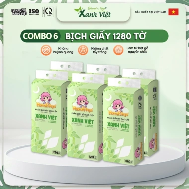 Combo 06 bịch khăn giấy rút 1.280 tờ Xanh Việt Hannah 4 lớp dai mềm mịn - Đa năng, giảm còn 150.000 VND 8