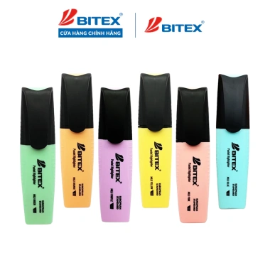 Combo 06 bút dạ quang Bitex HL05 Pastel đa màu: Độ sáng mạnh, bền lâu, chỉ 55.200₫