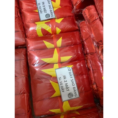 Combo 1 Bịch 10 cuộn Dây Cờ Tổ Quốc & Cờ Đảng In 2 Mặt Lụa Bóng 100m - Lễ Tết