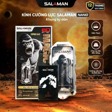 Combo 1 Hộp 2 Kính Cường Lực SALAMAN Nano – Viền Titan Chống Vỡ, Chống Vân Tay, Chống Dầu, Hiển Thị Độ Nét Cao, Tự Dán – Giá 290.000 VND