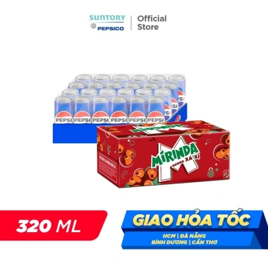 Combo 1 Thùng Pepsi + 1 Thùng 24 Lon Mirinda Xá Xị - Giá chỉ 444.000₫ Khuyến mãi 3.3