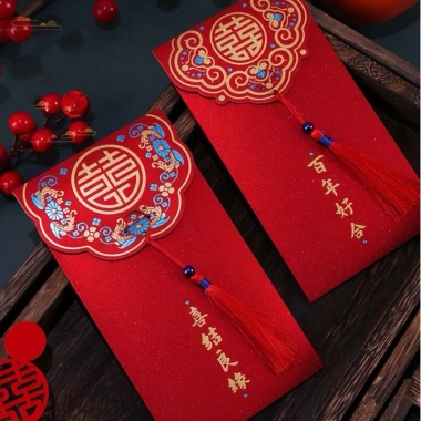 Combo 10-20 bao lì xì đám cưới - Lì xì bưng quả, hỷ màu đỏ, giá chỉ 19.000đ