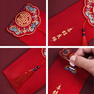 Combo 10-20 bao lì xì đám cưới - Lì xì bưng quả, hỷ màu đỏ, giá chỉ 19.000đ