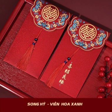 Combo 10-20 bao lì xì đám cưới - Lì xì bưng quả, hỷ màu đỏ, giá chỉ 19.000đ